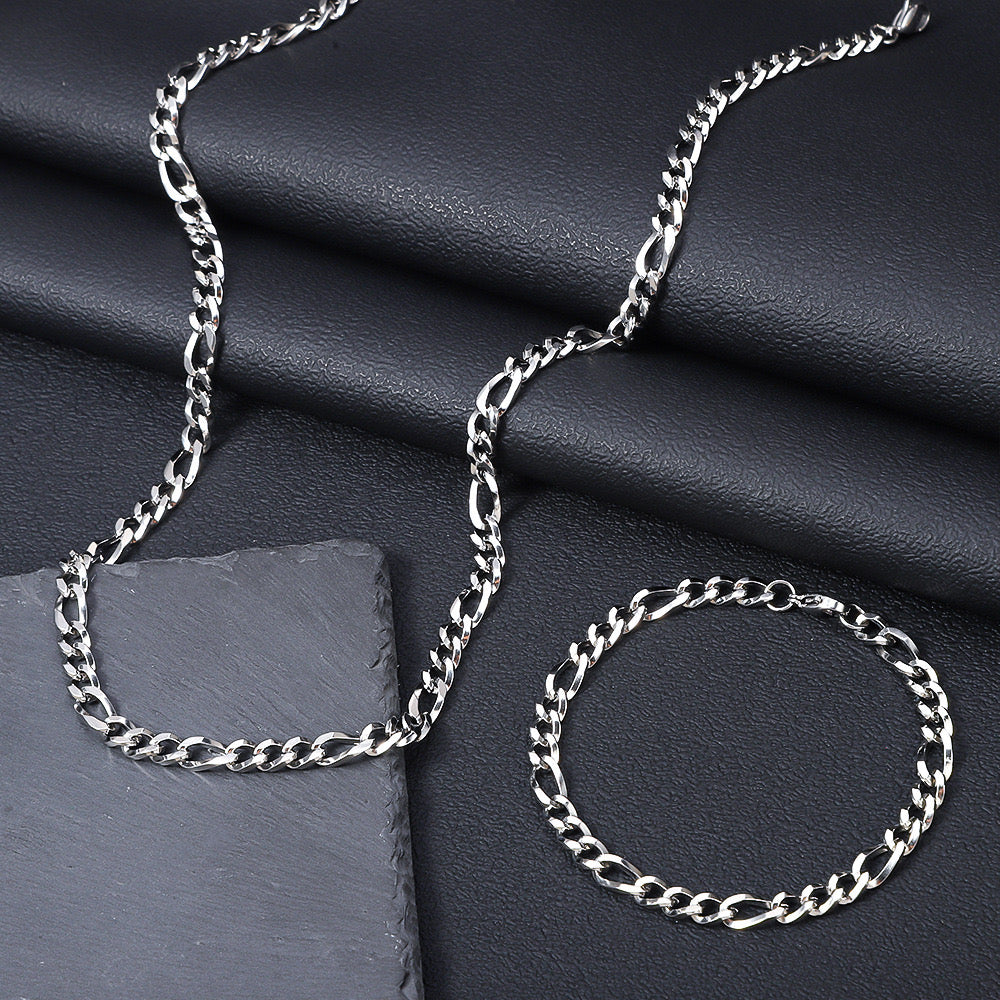 Legacy Links™ — Cadena y Pulsera Estilo Figaro para Hombre en Stainless Steel | Tono Oro y Plata