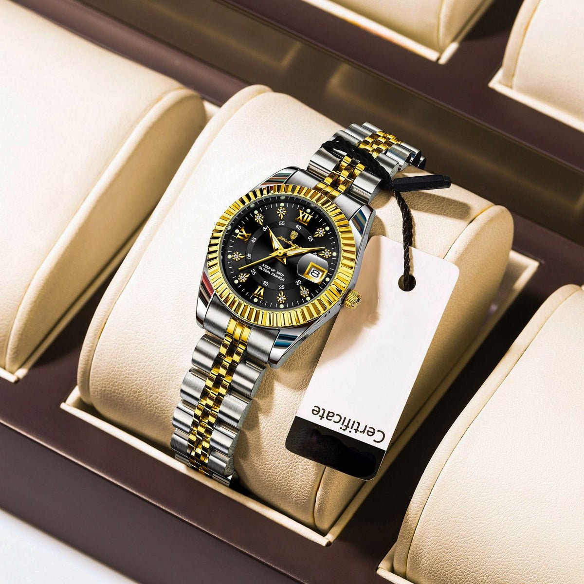 Dama Imperial™ — Reloj Femenino Elegante de Acero Inoxidable Bañado en Oro