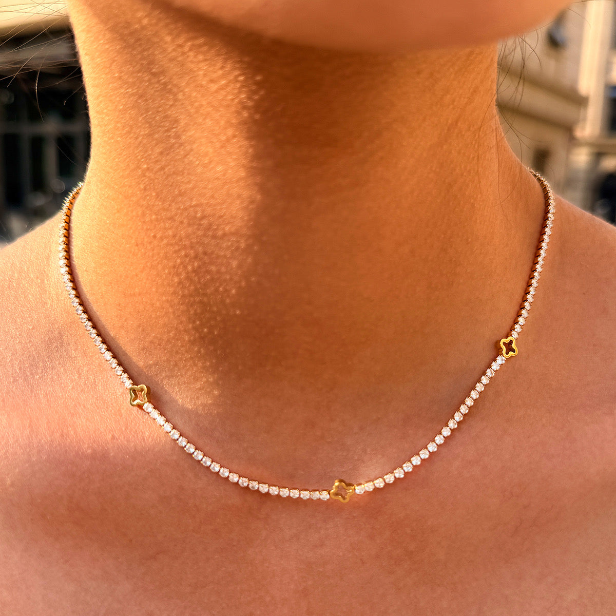 Clover Tennis Necklace — Stainless Steel