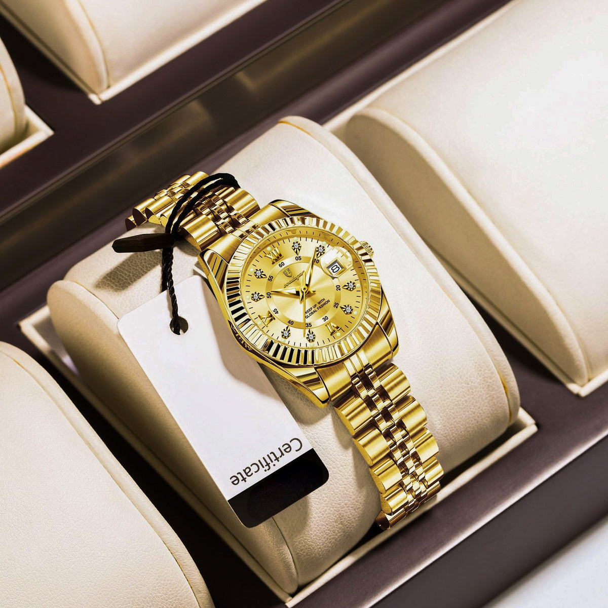 Dama Imperial™ — Reloj Femenino Elegante de Acero Inoxidable Bañado en Oro
