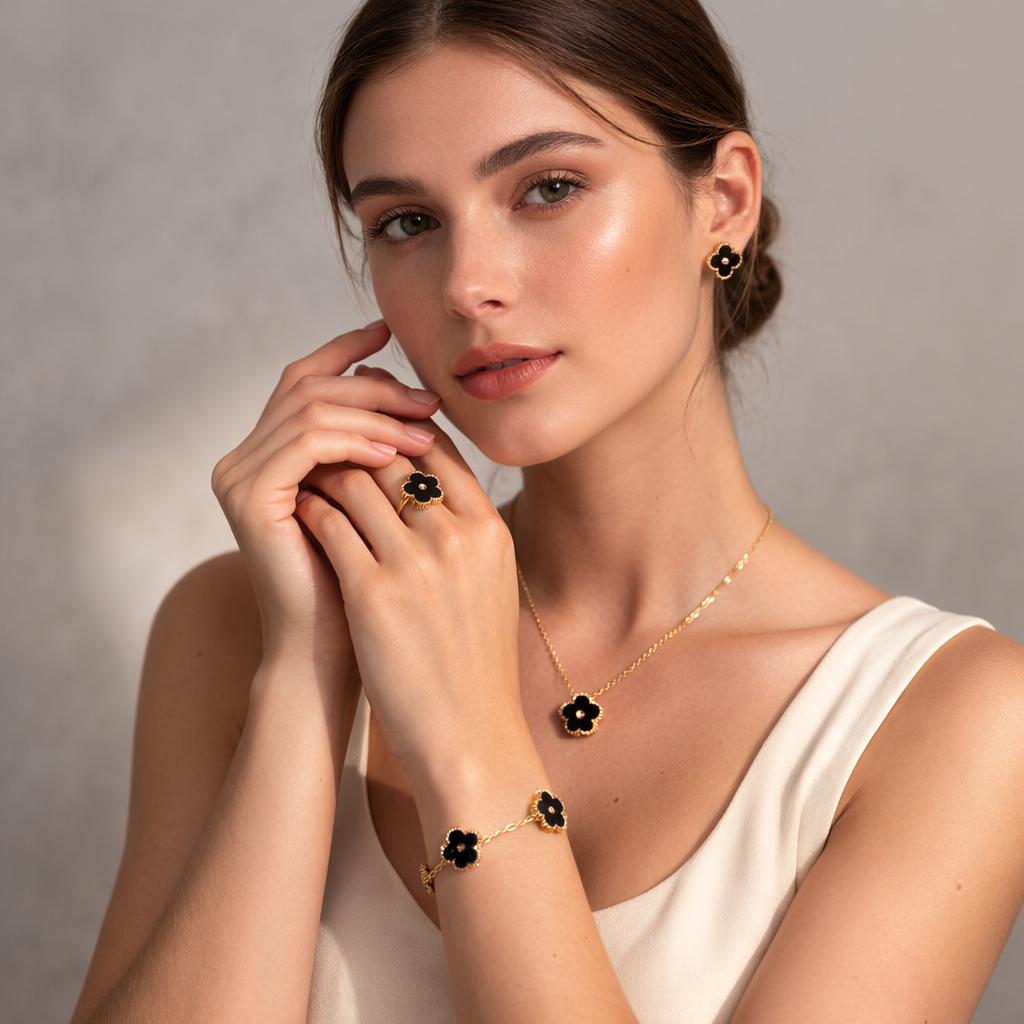 Flor de Oro™ — El Set de Joyería Botánica Dorada