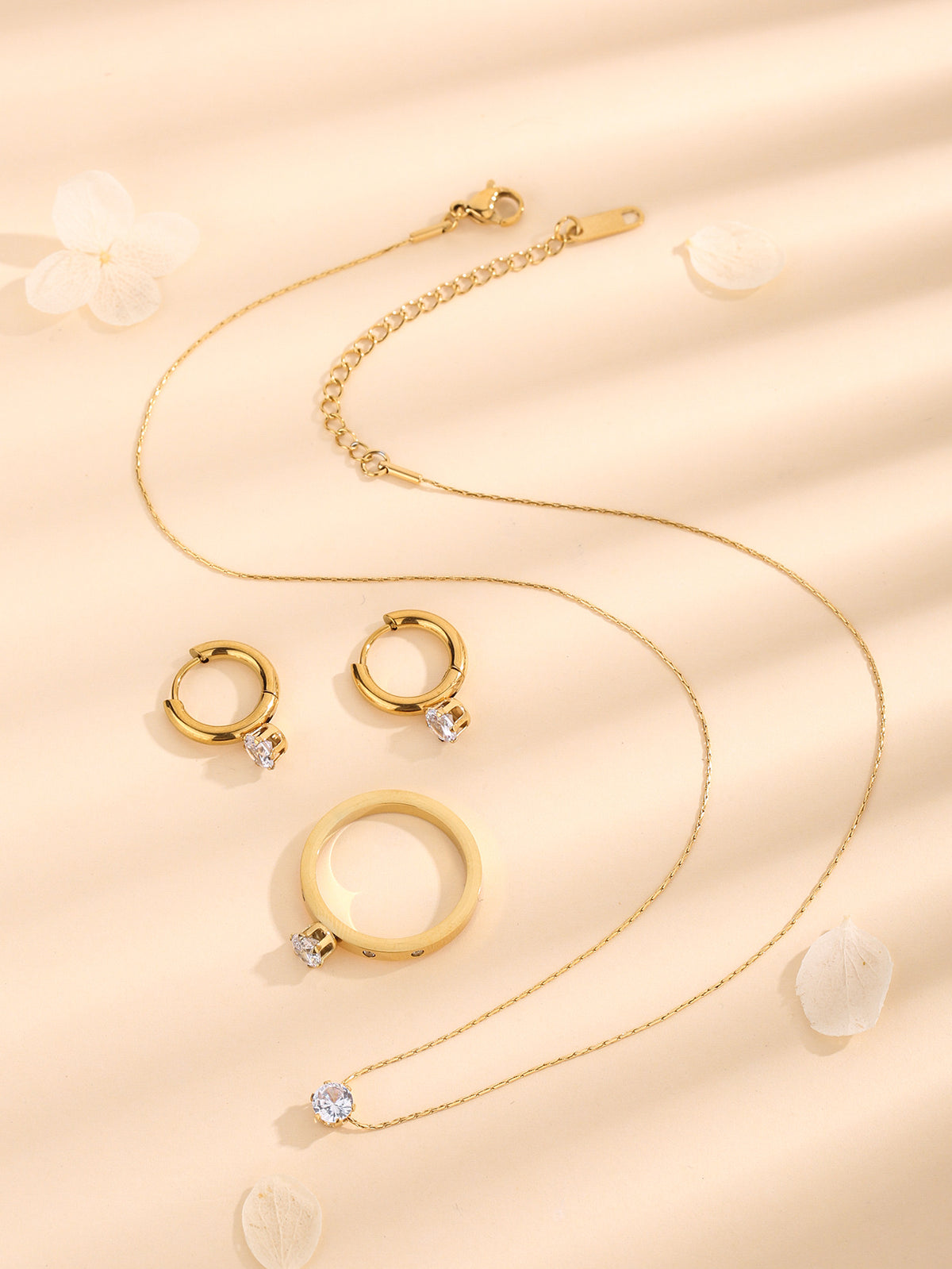 Esencia de Diamante™ — Conjunto de Joyería Minimalista con Circonias | Collar, Pulsera y Pantallas Stainless Steel