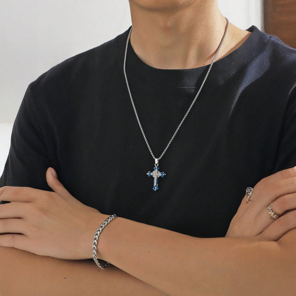 Fuerza Interior™ — Conjunto de Joyería con Cruz y Pulsera Tipo Curb | Collar y Pulsera Stainless Steel para Hombre