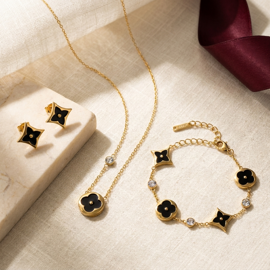 Trébol Estelar Set — Negro