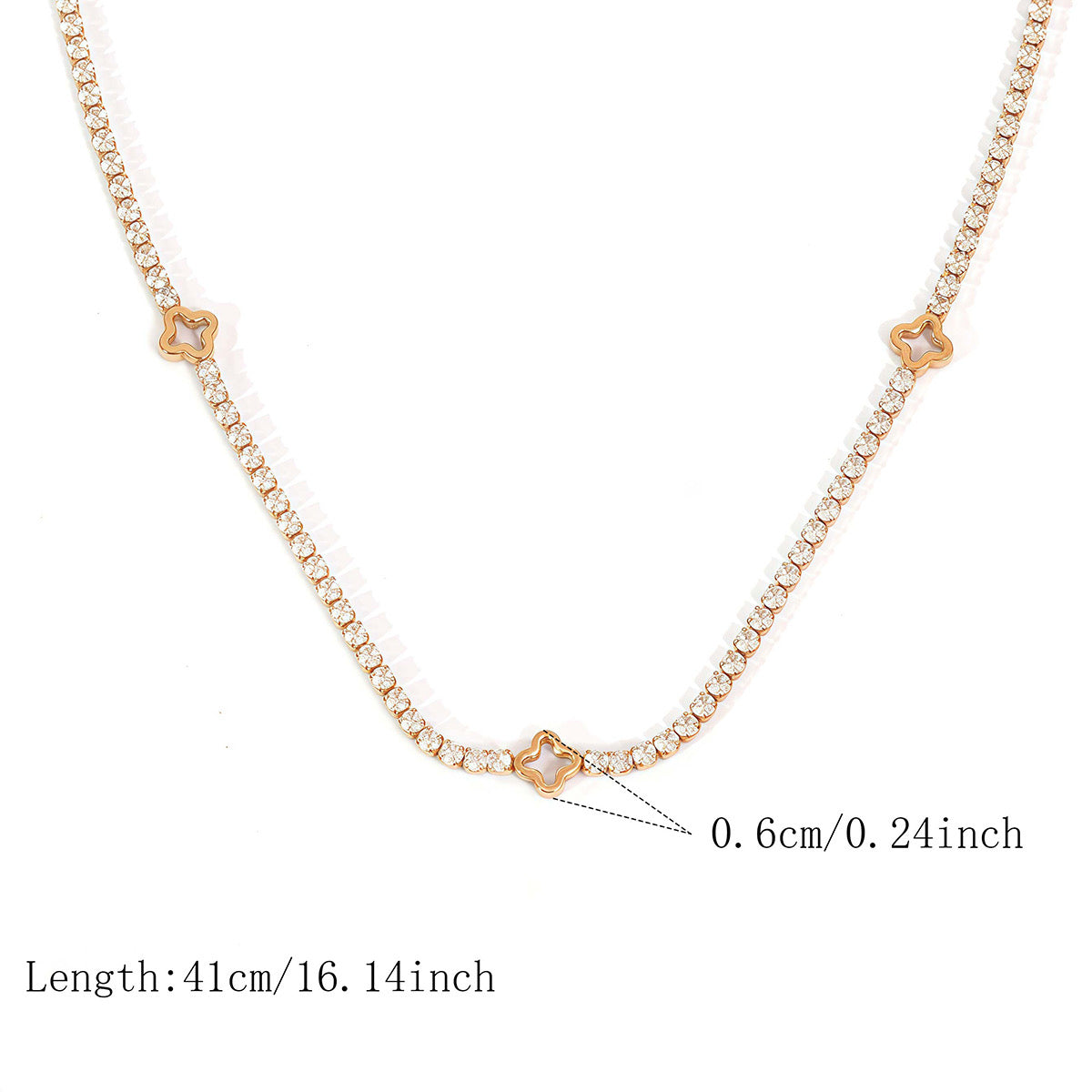 Clover Tennis Necklace — Stainless Steel