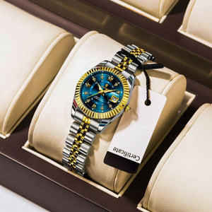 Dama Imperial™ — Reloj Femenino Elegante de Acero Inoxidable Bañado en Oro