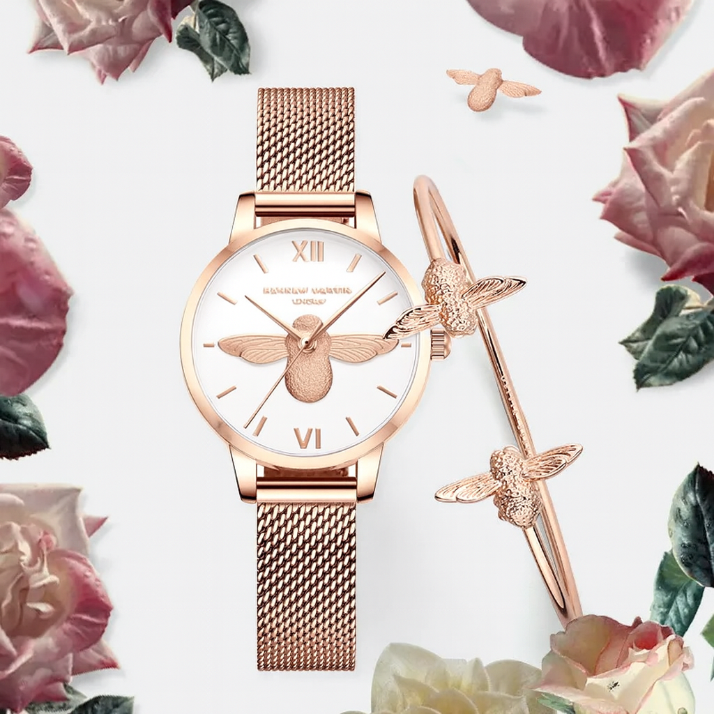 Bee Luxe™ — Reloj Elegante para Mujer con Pulsera a Juego | Cuarzo Resistente al Agua en Múltiples Colores