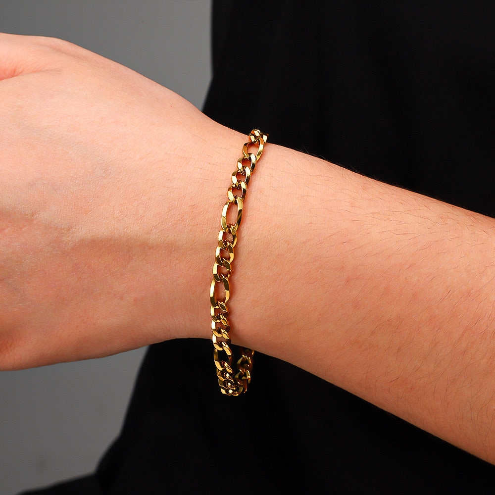 Legacy Links™ — Cadena y Pulsera Estilo Figaro para Hombre en Stainless Steel | Tono Oro y Plata