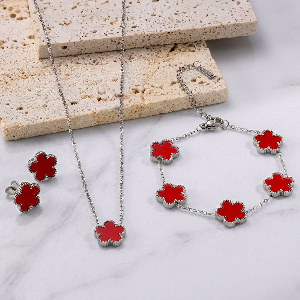 Clover Icon Set™ — Set Trébol en Stainless Steel Bañado en Oro 18K