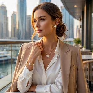 Trébol Elegance™ — Set de Joyería Fina en Stainless Steel Bañado en Oro