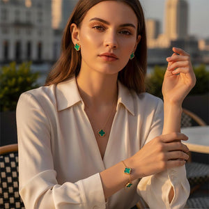 Trébol Elegance™ — Set de Joyería Fina en Stainless Steel Bañado en Oro