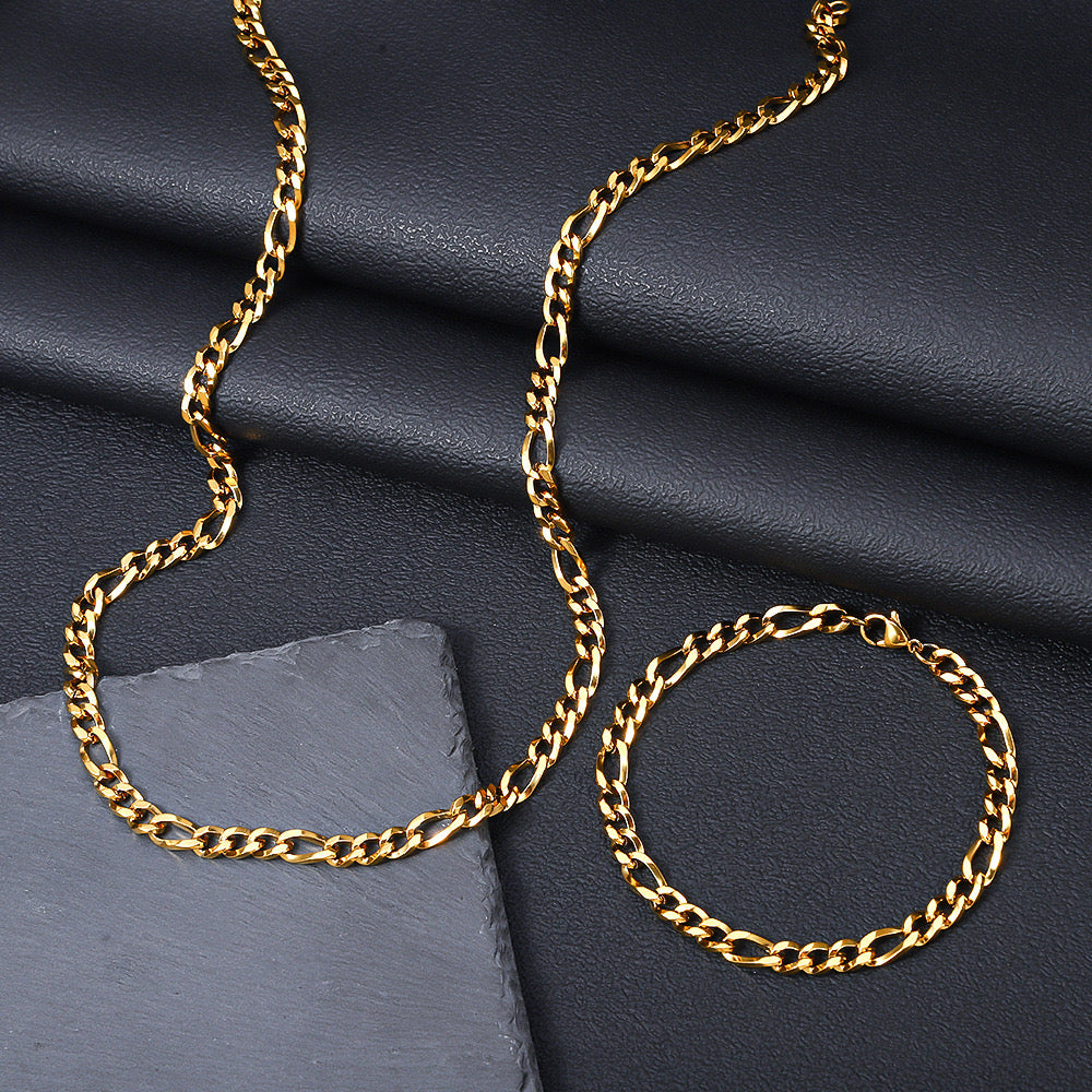 Legacy Links™ — Cadena y Pulsera Estilo Figaro para Hombre en Stainless Steel | Tono Oro y Plata