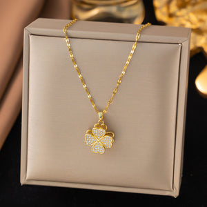 Lucky Luxe Set — Conjunto de Joyería Stainless Steel con Trébol | Collar, Pulsera y Pantallas