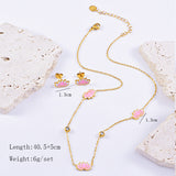Flor de Serenidad™ — Conjunto de Joyería Floral Inspirada en Loto | Collar, Pulsera y Pantallas Doradas