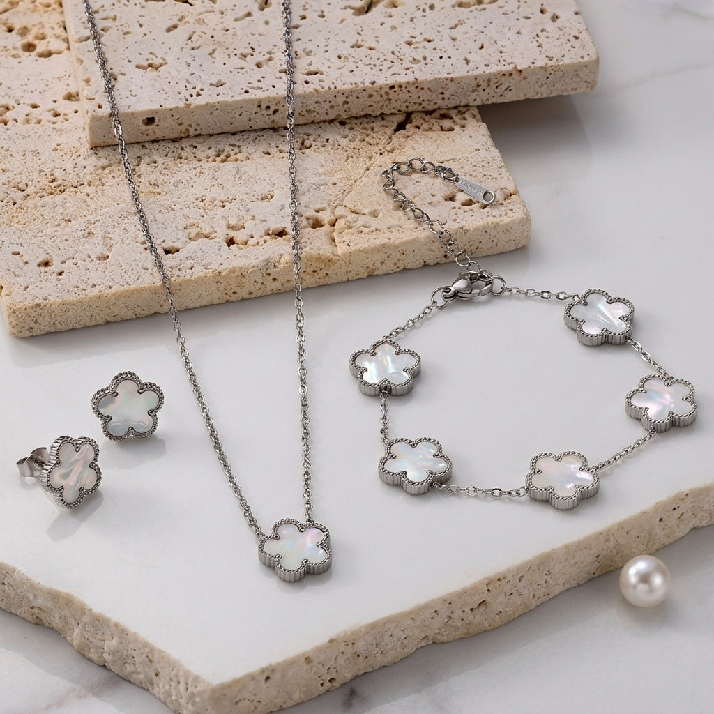 Clover Icon Set™ — Set Trébol en Stainless Steel Bañado en Oro 18K
