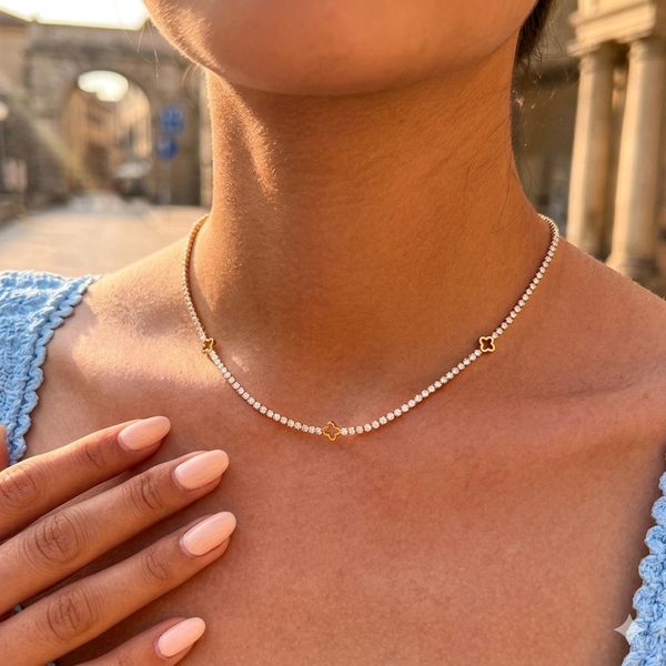 Clover Tennis Necklace — Stainless Steel