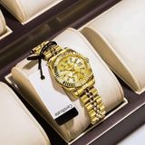 Dama Imperial™ — Reloj Femenino Elegante de Acero Inoxidable Bañado en Oro