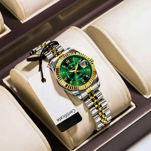 Dama Imperial™ — Reloj Femenino Elegante de Acero Inoxidable Bañado en Oro