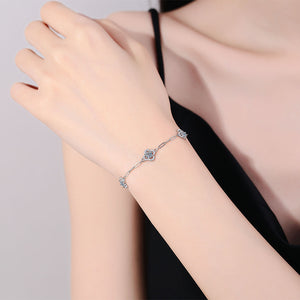 Destello de Lujo™ — Pulsera de Plata Esterlina S925 con Trébol y Moissanita | Brazalete de Lujo para Mujer