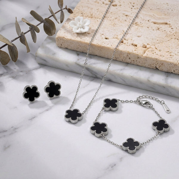 Clover Icon Set™ — Set Trébol en Stainless Steel Bañado en Oro 18K