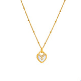 Golden Heart Set™ — Conjunto de Joyería con Corazones Dorados y Esmalte Blanco | Collar, Pulsera y Pantallas