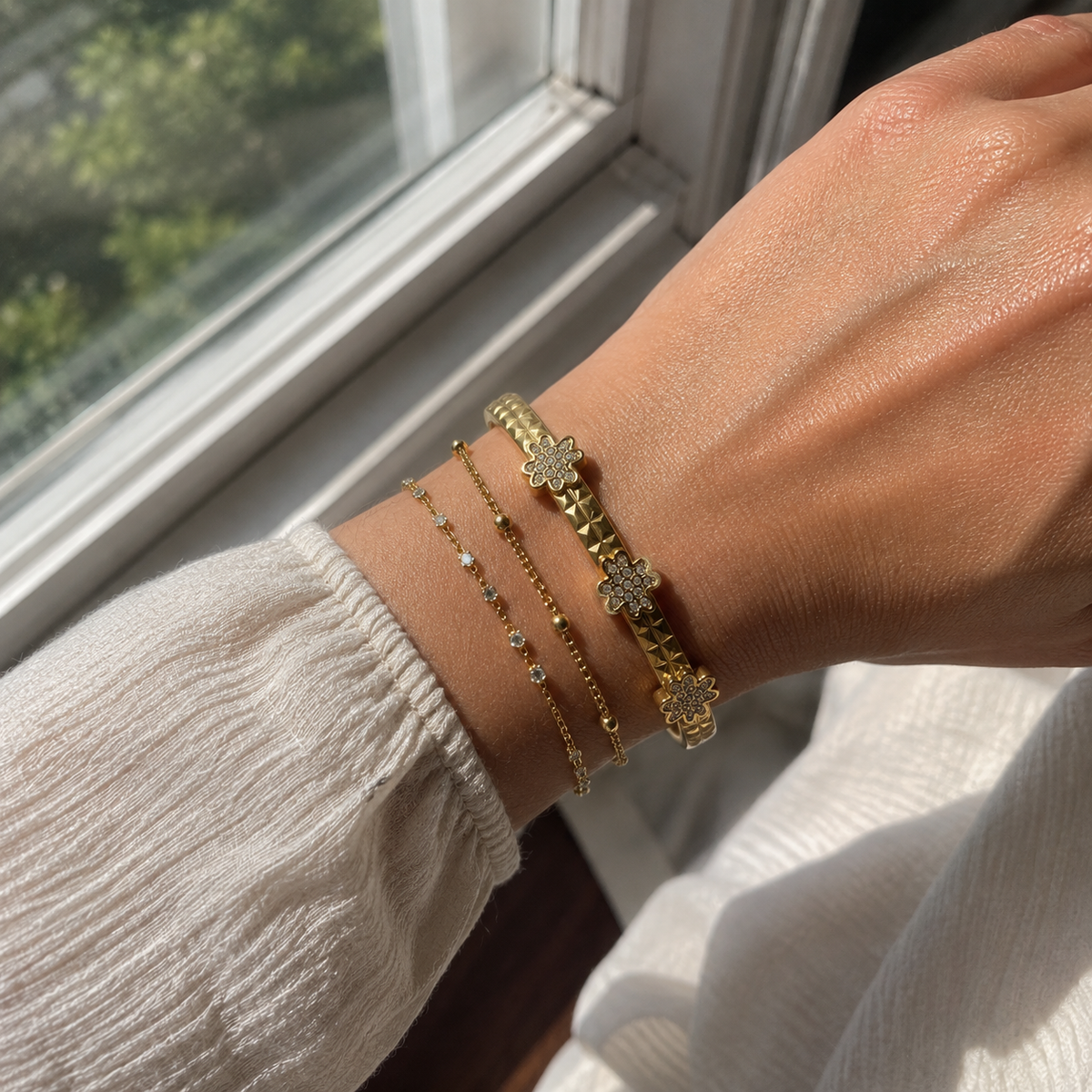 Bangle Hoja Dorada - Stainless Steel