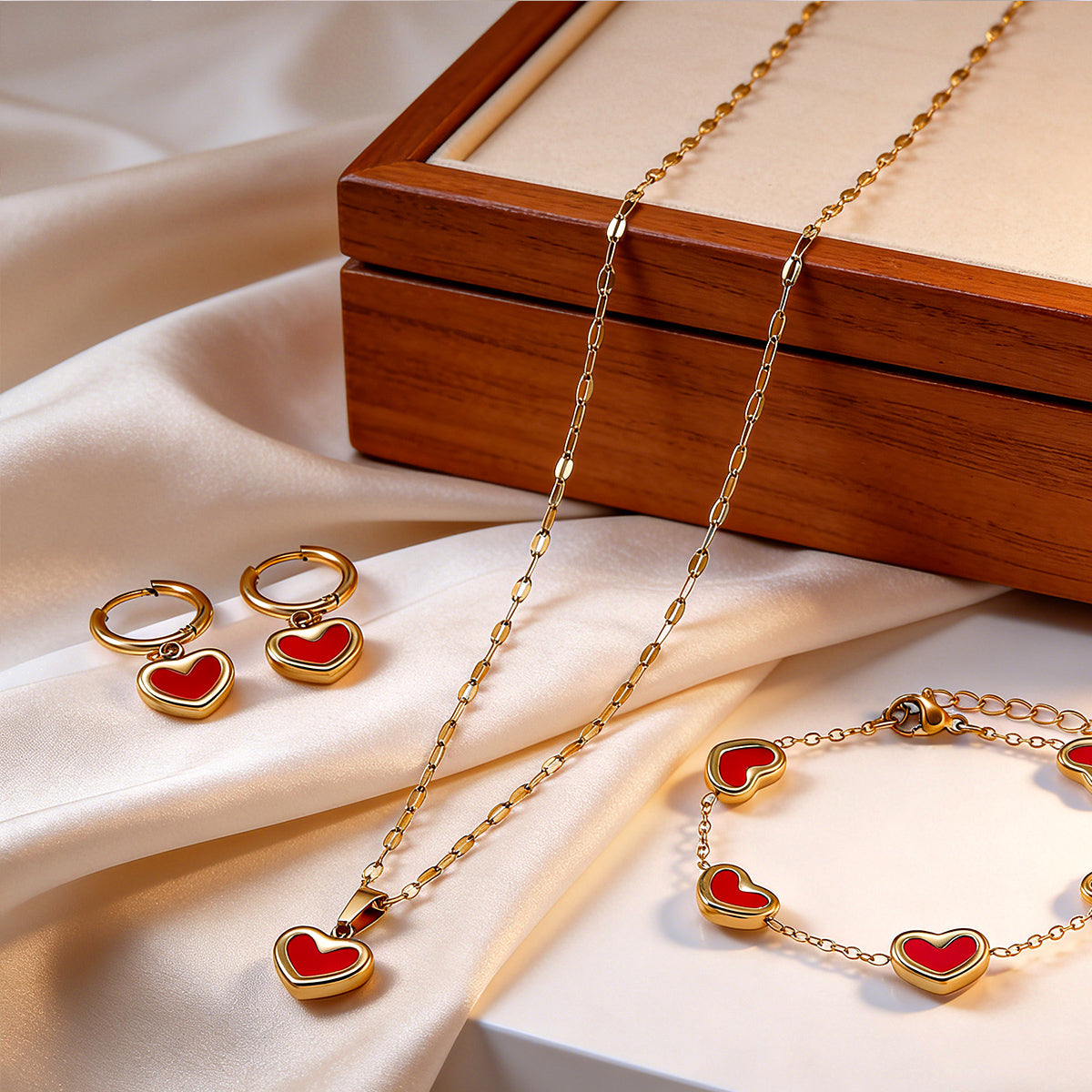 Corazones Cromáticos™ — Set de Joyería Multicolor en Stainless Steel Bañado en Oro