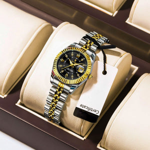 Dama Imperial™ — Reloj Femenino Elegante de Acero Inoxidable Bañado en Oro