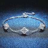 Destello de Lujo™ — Pulsera de Plata Esterlina S925 con Trébol y Moissanita | Brazalete de Lujo para Mujer