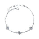 Destello de Lujo™ — Pulsera de Plata Esterlina S925 con Trébol y Moissanita | Brazalete de Lujo para Mujer