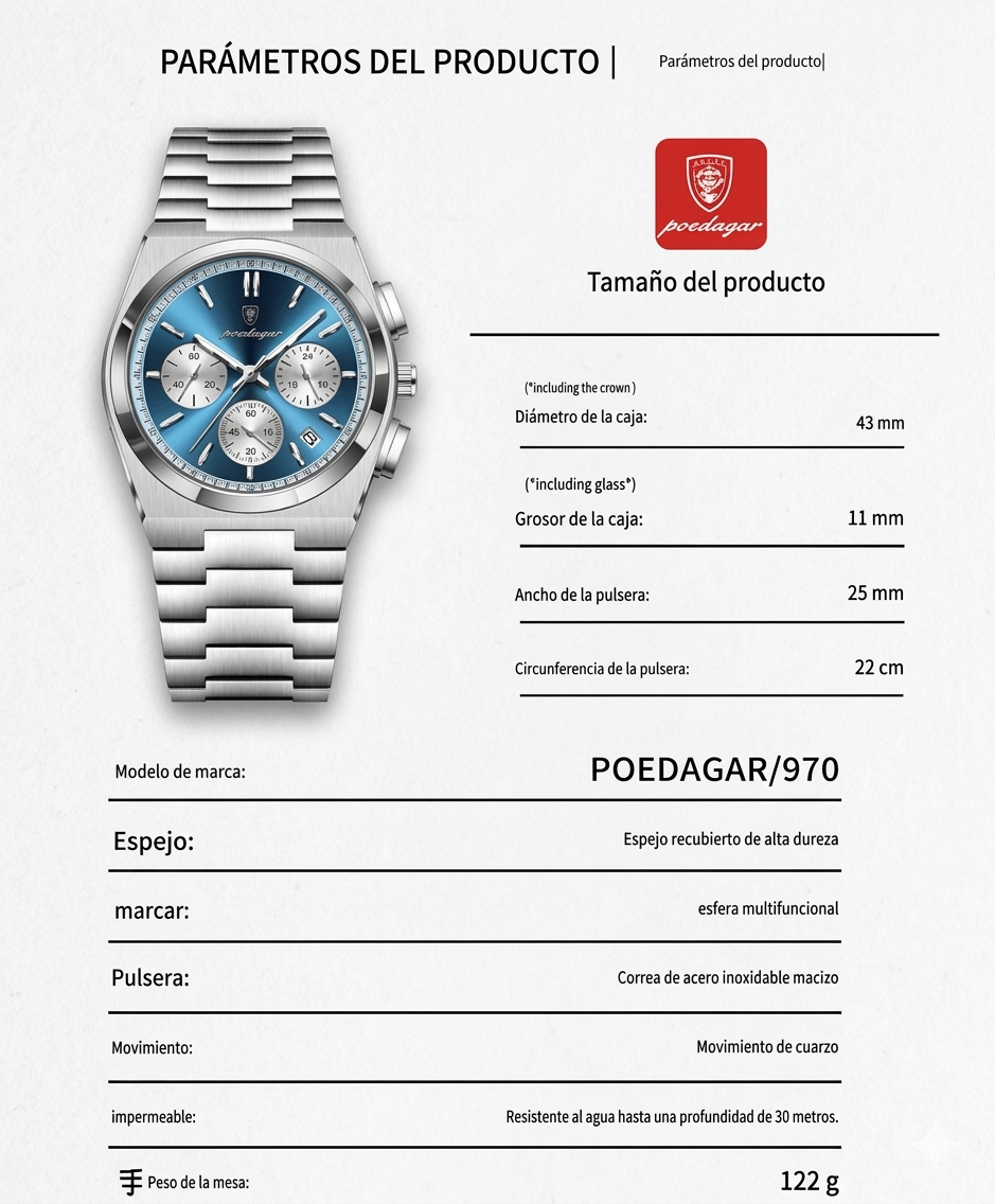 Titan Chrono™ — Reloj Deportivo de Acero Inoxidable para Hombre