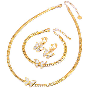 Alma de Mariposa™ — Conjunto de Joyería con Mariposa Esmaltada en Oro | Collar, Pulsera y Pantallas Stainless Steel