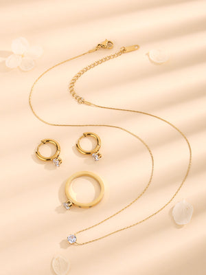 Esencia de Diamante™ — Conjunto de Joyería Minimalista con Circonias | Collar, Pulsera y Pantallas Stainless Steel