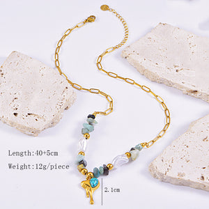 Libertad™ — Conjunto de Joyería Bohemia con Piedra Turquesa Dorada | Collar, Pulsera y Pantallas Stainless Steel