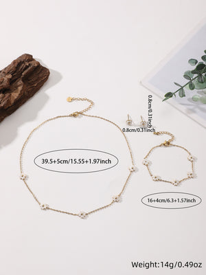 Dulce Flor™ — Conjunto de Joyería Floral Esmaltada en Oro 18K | Collar, Pulsera y Pantallas Stainless Steel