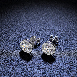 Pantallas Moissanita™ — Aretes Stud Plata 925 con Moissanita de 1 Kilate | Certificación GRA