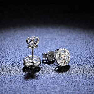 Pantallas Moissanita™ — Aretes Stud Plata 925 con Moissanita de 1 Kilate | Certificación GRA