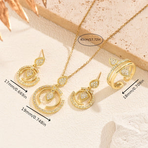 Glamour Dorado™ — Conjunto de Joyería Dorada con Circonias | Collar, Pantallas y Anillo Stainless Steel