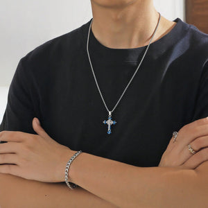 Fuerza Interior™ — Conjunto de Joyería con Cruz y Pulsera Tipo Curb | Collar y Pulsera Stainless Steel para Hombre