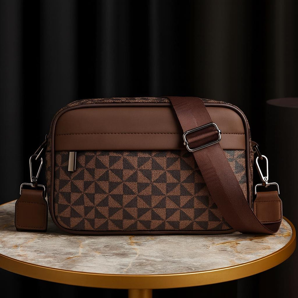 Marroqui Luxe™ — Bolso Artesanal para Hombre con Patron Geometrico | Maletin Crossbody de Cuero PU