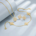 Lujo con Suerte™ — Conjunto de Joyería Trébol de Cuatro Hojas con Diamantes en Plata 925 | Collar y Pantallas