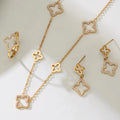 Lumina Floral™ — Conjunto de Joyería con Tréboles y Circonias Doradas | Collar, Pantallas y Anillo Stainless Steel