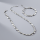 Estilo Sin Limites™ — Conjunto de Cadena y Pulsera con Eslabones Gruesos Plateados | Collar y Pulsera Stainless Steel Unisex