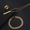 Golden Gentleman™ — Conjunto de Joyería para Hombre Bañada en Oro 18K | Collar, Pulsera y Anillo Stainless Steel