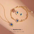 Magnificent Blue™ — Conjunto de Joyería con Zafiro Azul y Circonias en Plata 925 | Collar, Pulsera y Pantallas